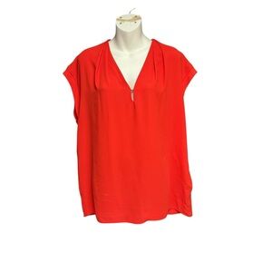 Anne Klein orange size 14  Cap Sleeve Relaxed Blouse v neck